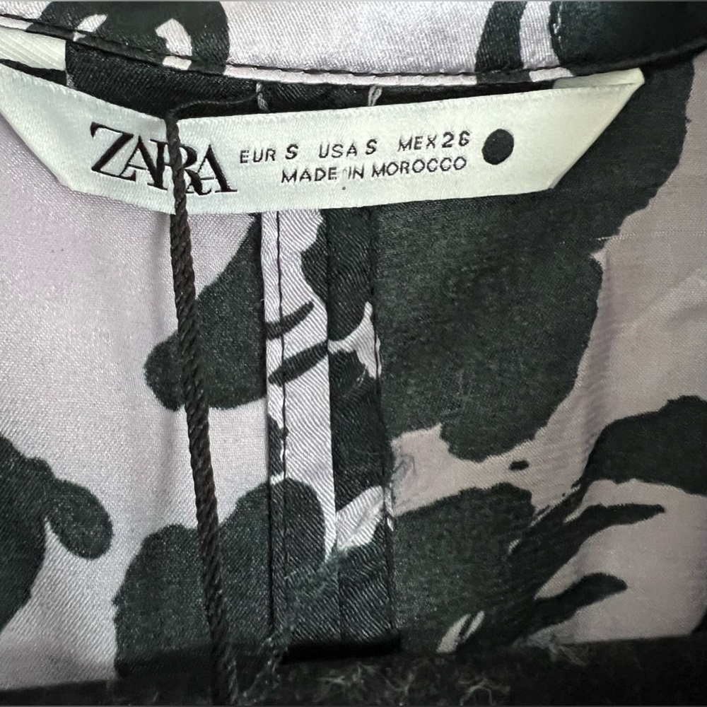 Zara Satin Lavender & Black The Dita Floral Dress - Picture 3 of 9